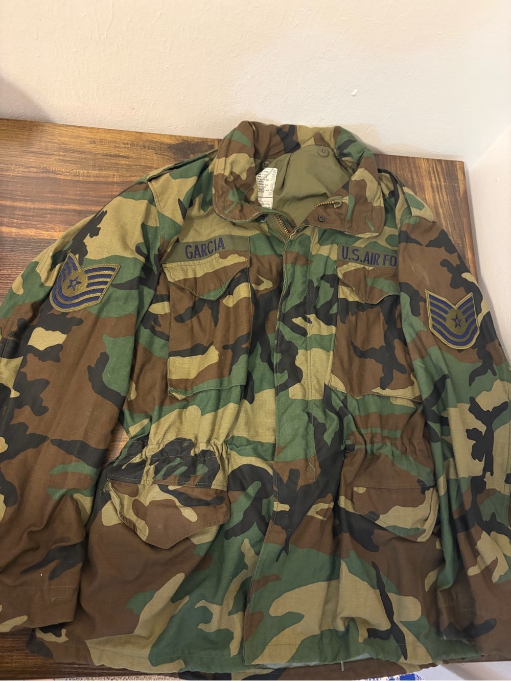 U.S. Army Military SGT M-65 Field Jacket M81 Woodland Camo Cold Weather Large